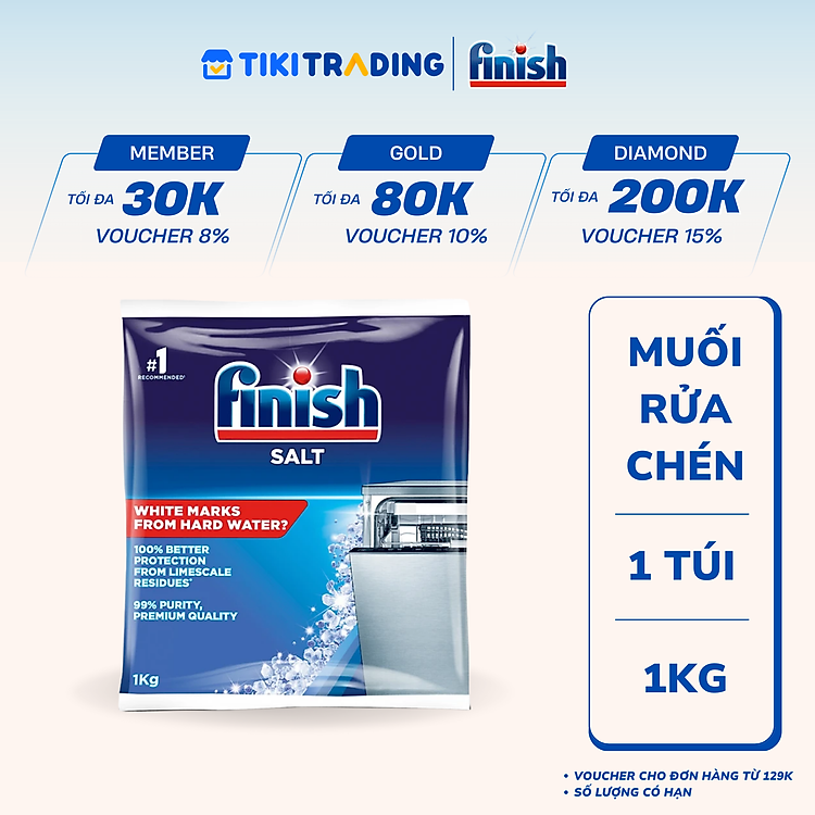 Muối Rửa Chén Bát Finish Salt - Bịch 1KG