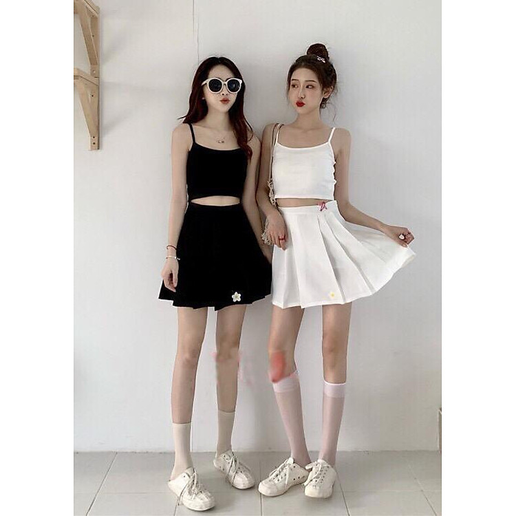 Bộ Đôi Áo Thun Hai Dây Croptop Nữ Thời Trang