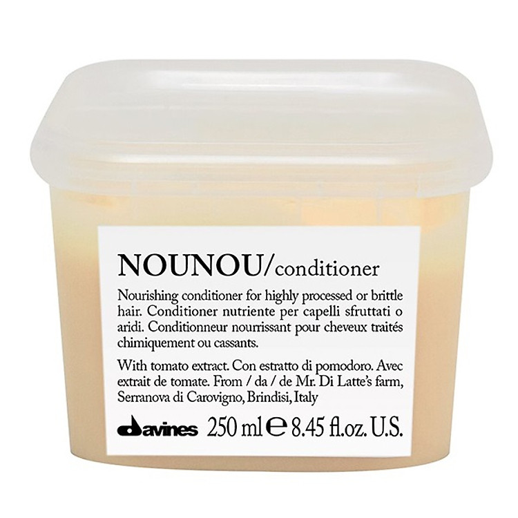 Dầu xả siêu mượt cho tóc khô hư tổn do hóa chất uốn duỗi nhuộm - Davines Nounou Conditioner 250ml