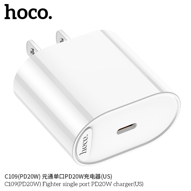 Bộ sạc nhanh kèm dây Hoco C109 thiết kế nhỏ gọn - Hàng Chính Hãng