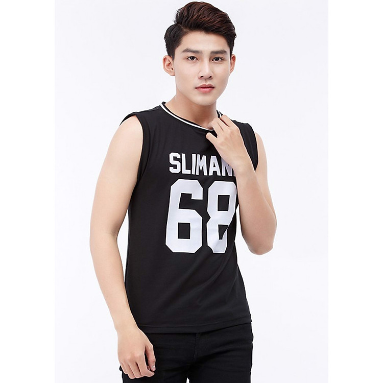 Áo thun Titishop sát nách màu đen in số 68 ( ĐEN ) AT138