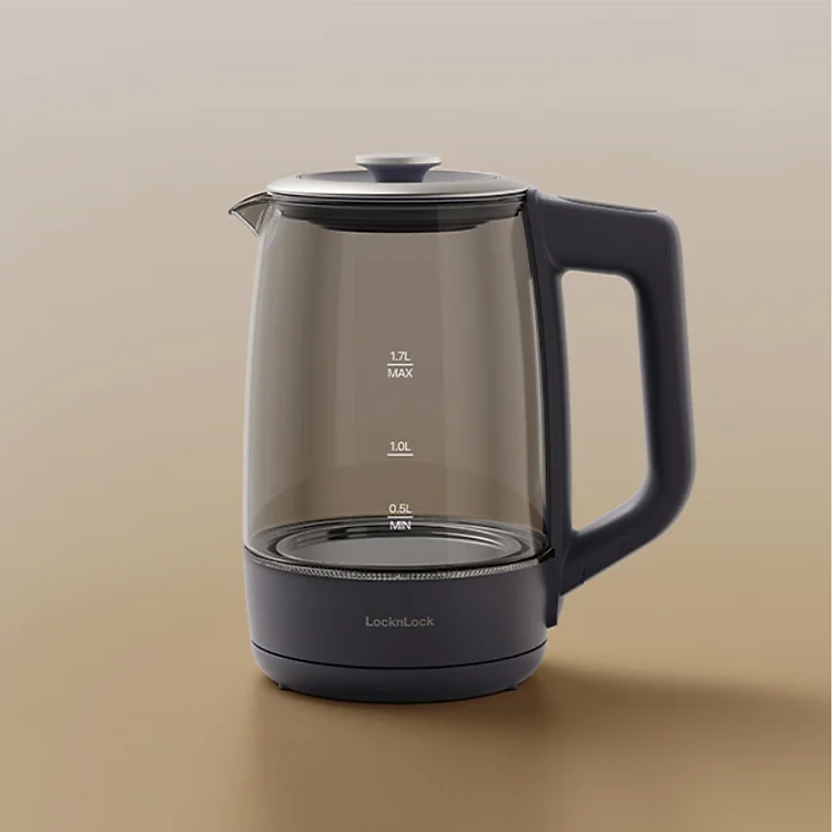 Ấm đun siêu tốc 5 mức nhiệt LocknLock Smart glow glass electric kettle 1.7L EJK276GRY - Hàng chính hãng