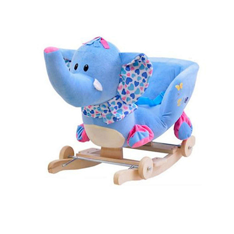 Bập bênh kiêm xe kéo thú bông hình voi xanh