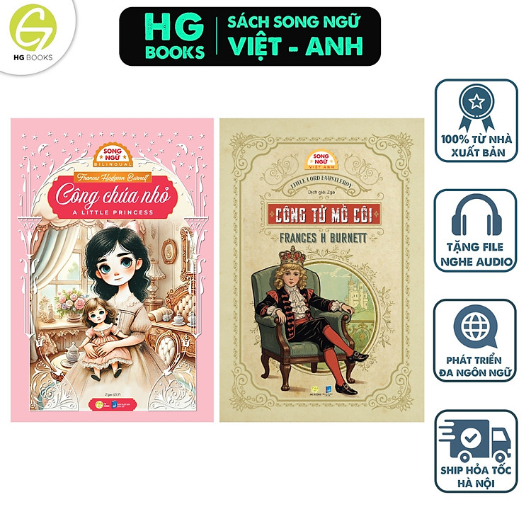 Combo 2 cuốn kinh điển Song ngữ Việt-Anh Công Chúa Nhỏ & Công Tử Mồ Côi kèm file nghe & note từ vựng