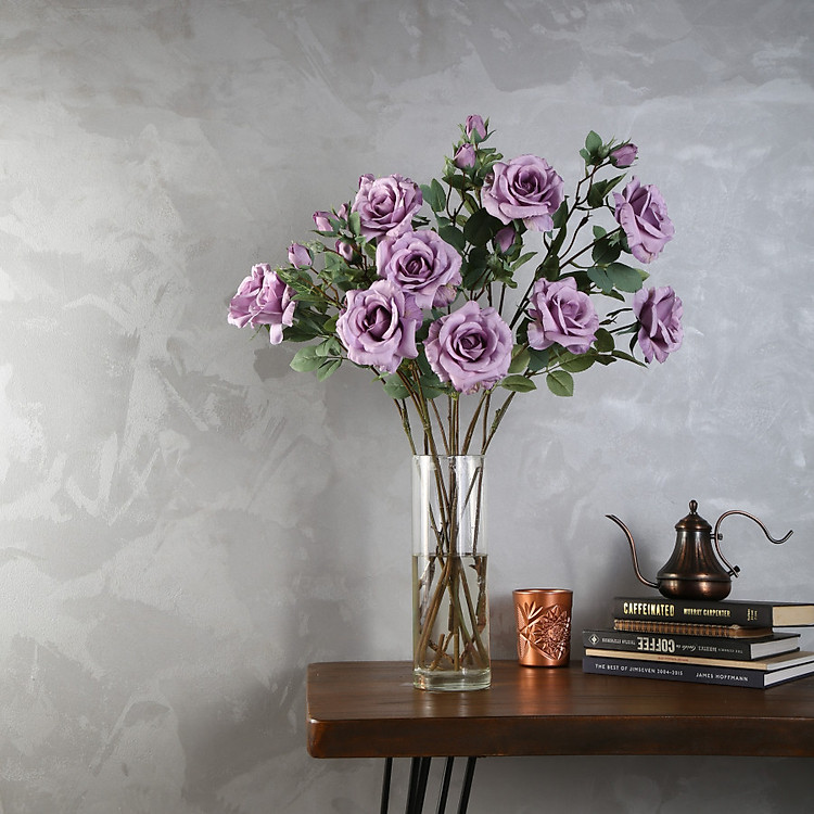 Bộ 10 Bông Hoa Hồng Màu Tím