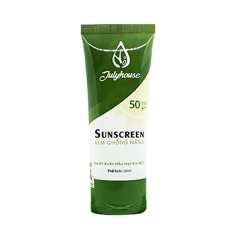 Kem chống nắng chiết xuất dầu hạt Cà Rốt 50ml JULYHOUSE công dụng ngăn chăn tia cực tím và bảo vệ, dưỡng ẩm, làm mềm da chống lão hóa hương thơm dịu nhẹ không bết dính hàng chính hãng xuất xứ Việt Nam