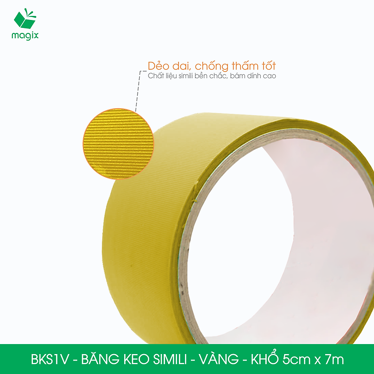 Băng Keo Simili 5cm x 7m (6 cuộn) - Vàng - Ảnh 3