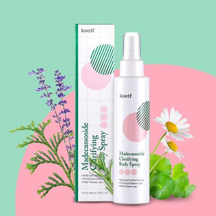 Chai xịt trị mụn, làm dịu, dưỡng ẩm toàn thân Koelf Madecassoside Clarifying (03/05/2024)