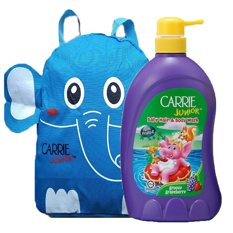 Carrie Junior Tắm Gội Toàn Thân cho trẻ Hương Grapeberry 700g tặng Ba lô Voi