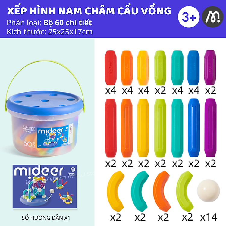Xếp hình nam châm Mideer 60 pcs Chính hãng Tiết kiệm - Hình ảnh 2