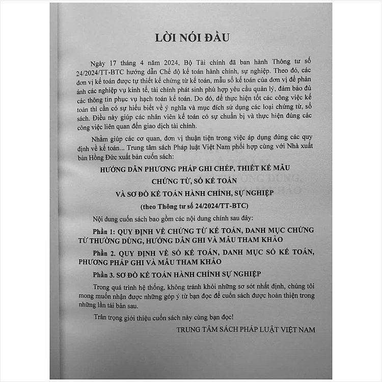 Hướng Dẫn Phương Pháp Ghi Chép, Thiết Kế Mẫu Chứng Từ, Sổ Kế Toán và Sơ Đồ Kế Toán Hành Chính Sự Nghiệp theo Thông tư 24/2024/TT-BTC (V2477T) - Ảnh 3