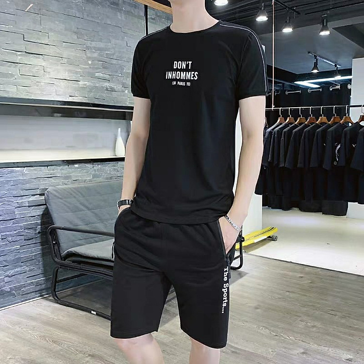 BỘ thể thao nam vải thun lạnh thoáng mát mẫu chi tiết đơn giản lịch sự mặc nhà, dạo phố thể thao , túi có dây kéo , in nhiệt chống bong tróc