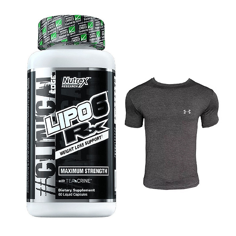 Combo LIPO 6 RX của Nutrex hỗ trợ giảm cân đốt mỡ siêu mạnh hộp 60 viên & Áo GYM đen size L (70kg - 80kg)