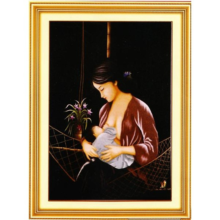TRANH THÊU CHỮ THẬP TÌNH MẪU TỬ 55x76CM - TỰ THÊU