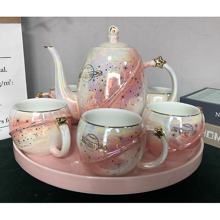 BỘ ẤM CHÉN SỨ VÂN HỌA TIẾT KHAY TRÒN