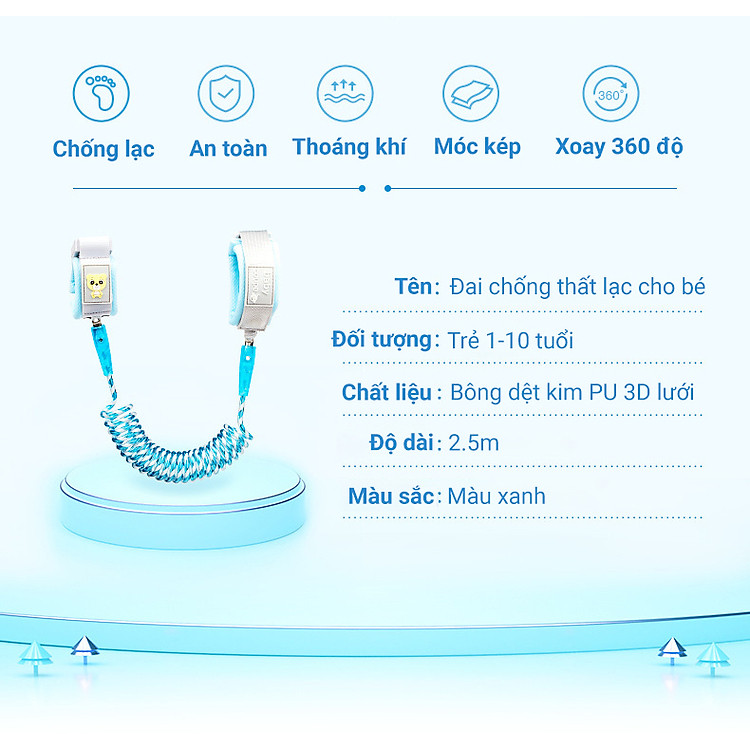 Dây Đai Đeo Tay Chống Lạc KUNBE 2.5M Chính hãng Tiết kiệm - Hình ảnh 3