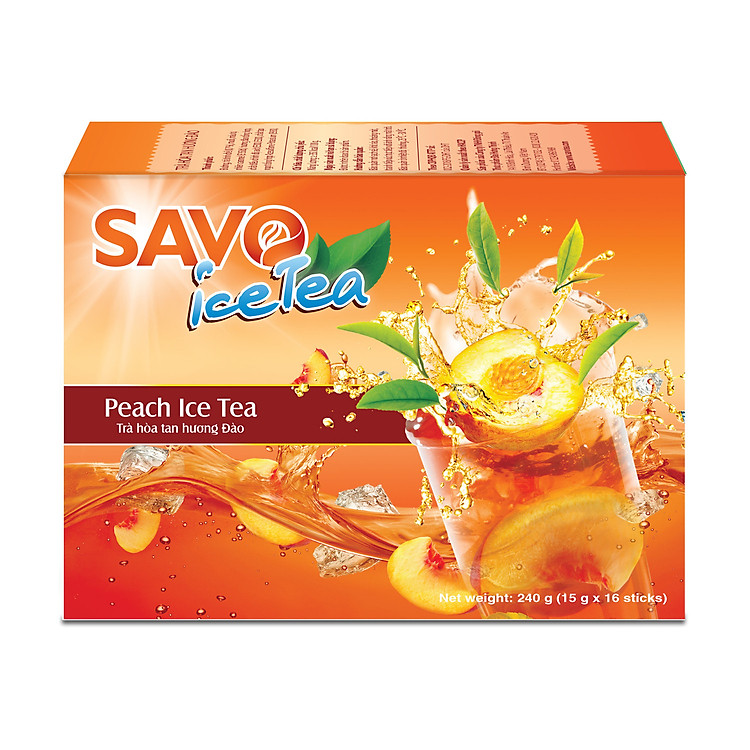 Trà SAVO Ice Tea Đào (Peach Ice Tea) - Hộp 16 gói x 15g