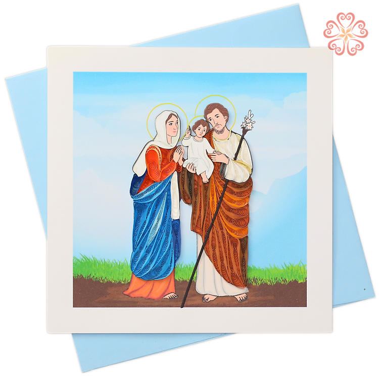Thiệp Giấy Xoắn Nghệ Thuật - Thiệp Thánh Gia -Holy Family Card - Religion - 15 x 15 - VN2XM1150SZNN