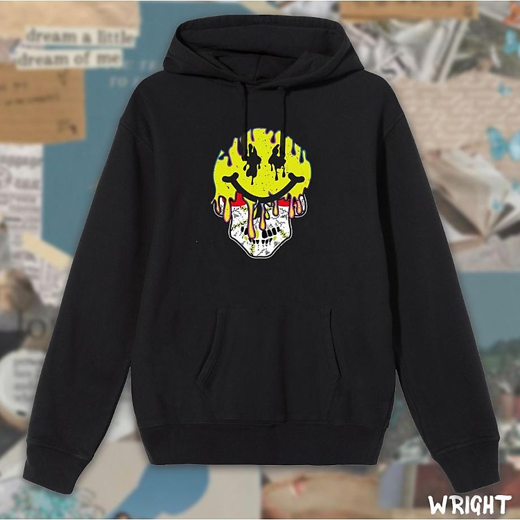 Áo hoodie Smile mặt nạ cười chảy nước phong cách streetwear wright unisex