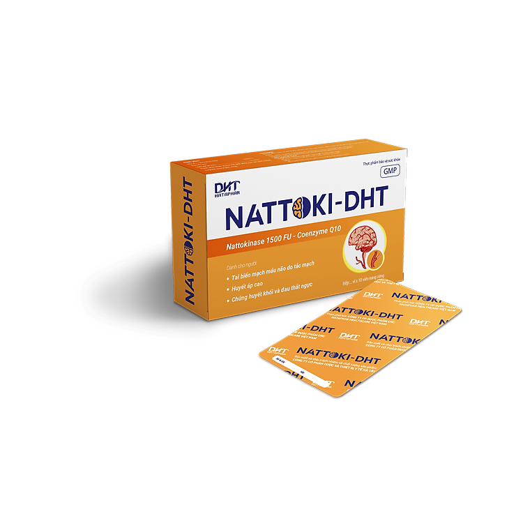 Nattoki – DHT Nattokinase 1500 FU - Hộp 30 viên - Hỗ trợ giảm nguy cơ hình thành và làm tan cục máu đông, hỗ trợ giảm nguy cơ tai biến mạch máu não do tắc mạch - Châu Ngân Pharma