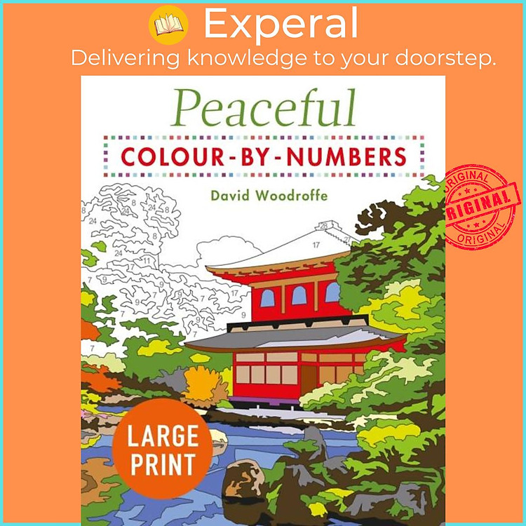 Sách - Large Print Peaceful Colour-by-Numbers by David Woodroffe (UK edition, paperback)