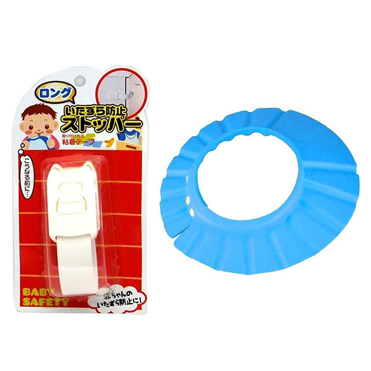 Combo Chốt Cửa, Tủ Lạnh Và Mũ Chắn Nước Gội Đầu Cho Bé (Màu Ngẫu Nhiên) NKJP46 - Nhật Bản (1 Mặt Nạ 3W Cho Mẹ)