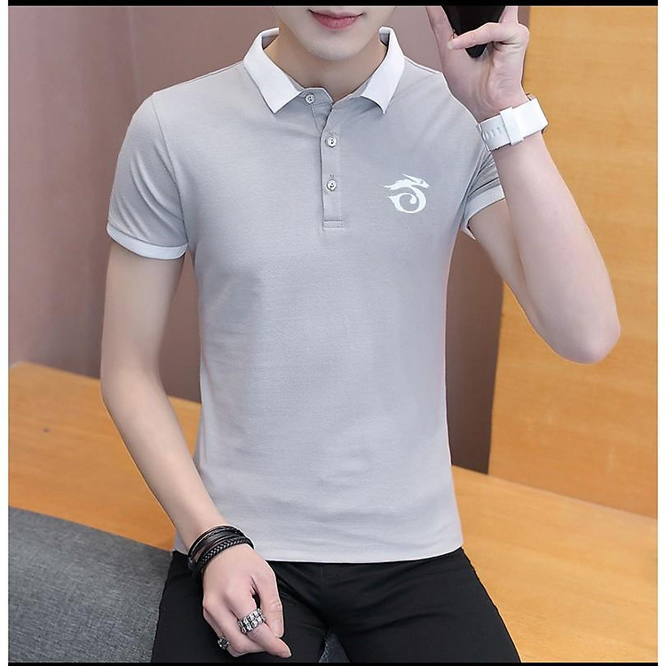 ÁO THUN NAM NGẮN TAY CỔ SƠ MI -KEM