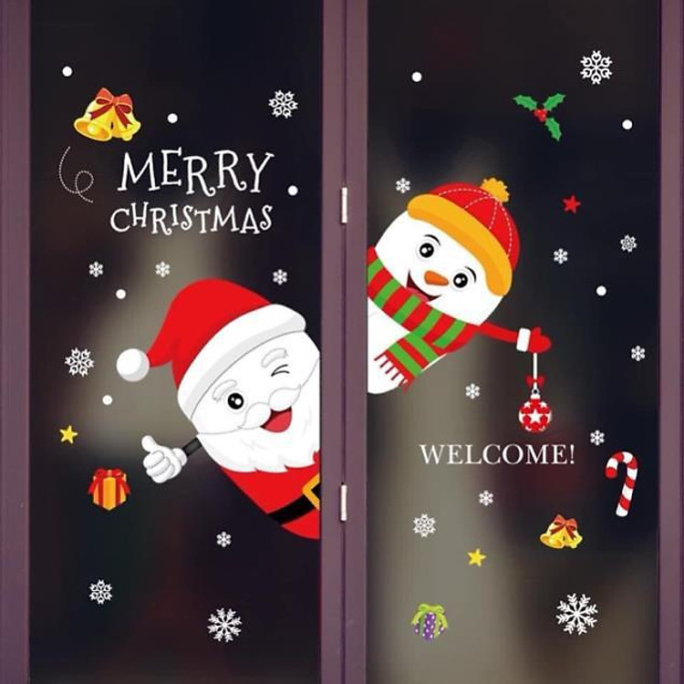 Decal trang trí noel dán cửa kính