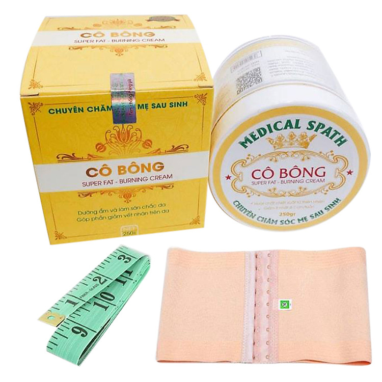 Kem tan mỡ Cô Bông tặng kèm đai nịt bụng và thước dây hộp 250g