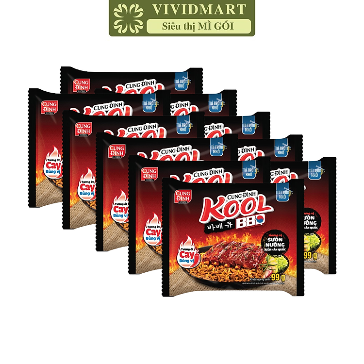 AFOTECH - Mì trộn Cung Đình Kool BBQ gói Sườn nướng kiểu Hàn Quốc, Mì trộn BBQ Cung Đình Kool (99g/gói)