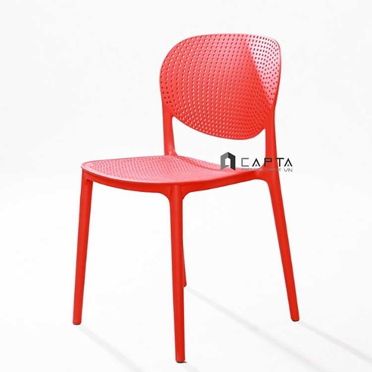 Ghế nhựa đúc xếp chồng CAT-S Nội thất Capta Ghế cafe-fastfood thân nhựa PP nguyên khối có lưng tựa không tay màu xám hoặc đỏ