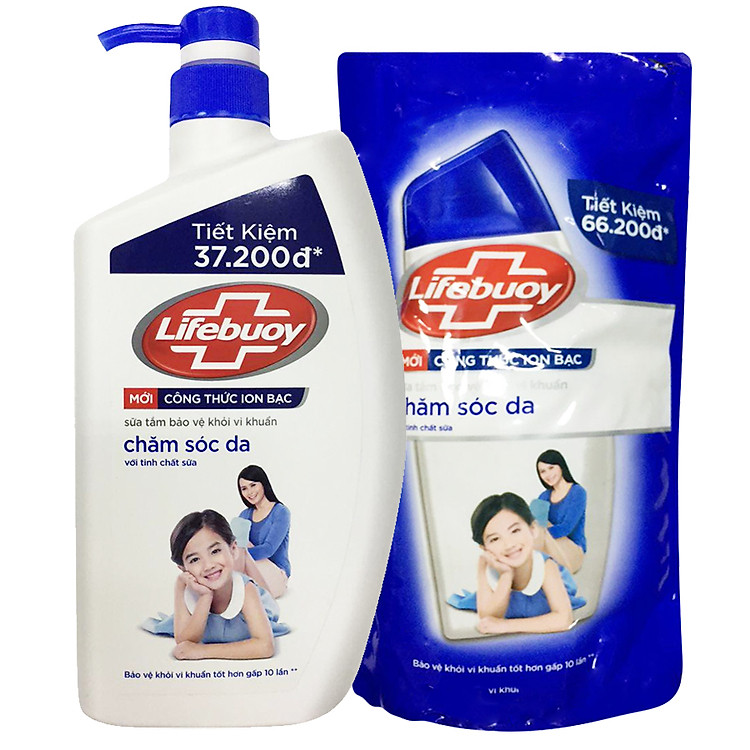 Sữa Tắm Lifebuoy Sạch Khuẩn Chăm Sóc Da Ngăn Ngừa Vi Khuẩn Lây Lan Với Ion Bạc+ Hỗ Trợ Cùng Đề Kháng Da Tự Nhiên Chai 850G