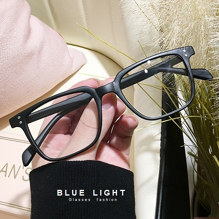 BLUE LIGHT - Kính Giả Cận, Gọng Kính Cận Nam Nữ Mắt Vông To Gọng Đen Nhám Thiết Kế Không Độ Hàn Quốc