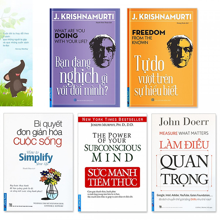 Combo 5 quyển: Sức Mạnh Tiềm Thức, Làm Điều Quan Trọng, Bí Quyết Đơn Giản Hóa Cuộc Sống, Bạn Đang Nghịch Gì Với Đời Mình, Tự Do Vượt Trên Sự Hiểu Biết (Tặng kèm bookmark danh ngôn hình voi)