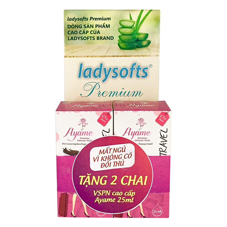 Combo Quà Tặng Khuyến Mãi Dung Dịch Vệ Sinh Phụ Nữ LADYSOFTS Premium 250ml - Tặng 2 Chai Ayame 25ml
