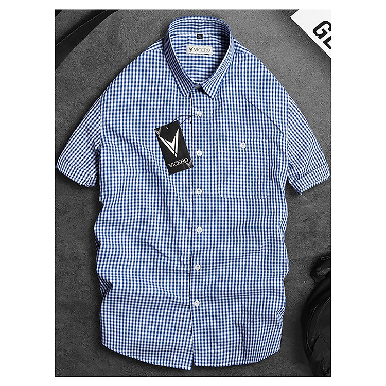 Áo Sơ Mi Caro Cộc Tay Thời Trang Nam Thương Hiệu VICERO
