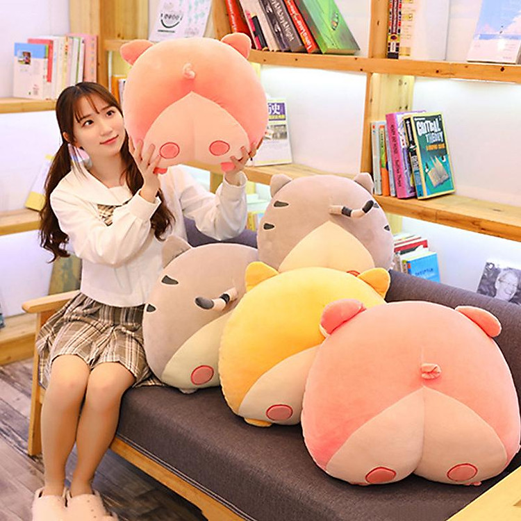 Mèo Mông Sang Trọng Đồ Chơi Corgi Mông Đào Thảm Gối Lợn Đệm Hoạt Hình Hình Sofa Chó Nhồi Bông Trẻ Em Hông Mùa Đông tay