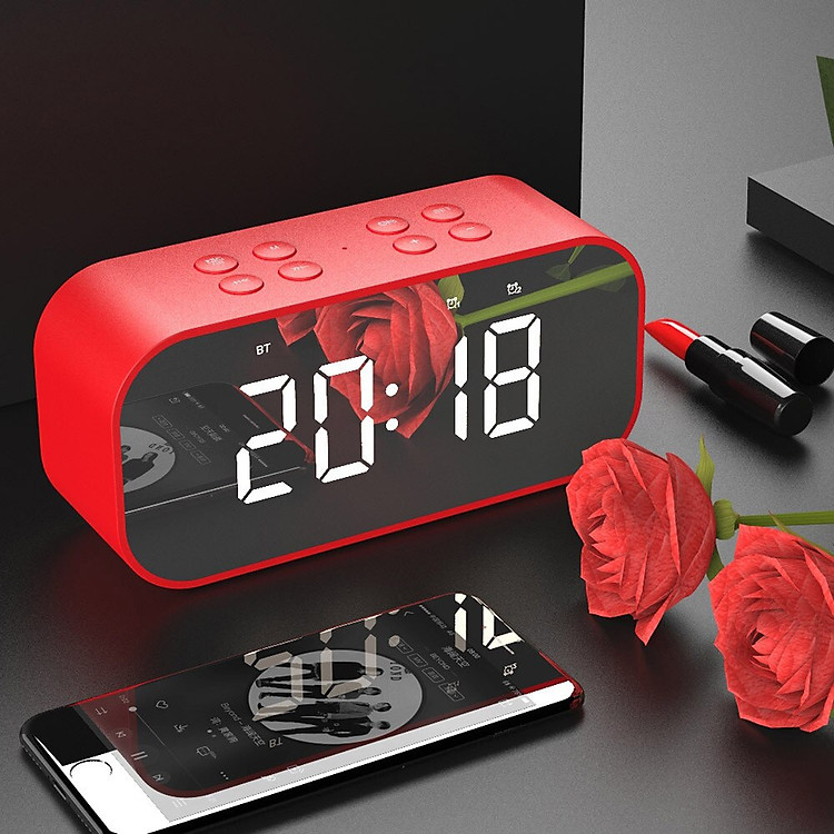 Loa Bluetooth Mặt Gương Kiêm Đồng Hồ Báo Thức BT501 BT-501 V5.0 - Có Khe Cắm Thẻ Nhớ - Hàng Chính Hãng