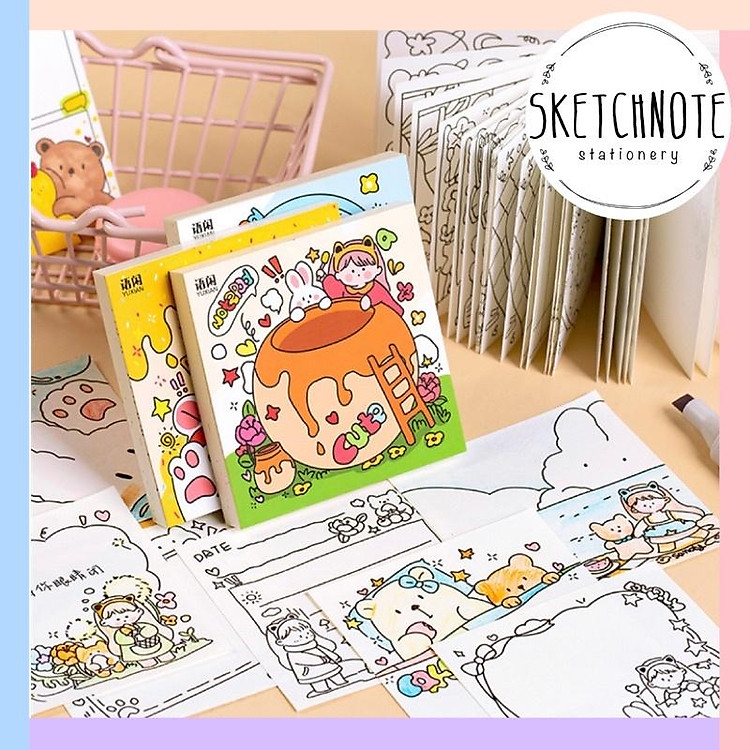 Note giấy ghi chú tô màu dễ thương cute NT017y