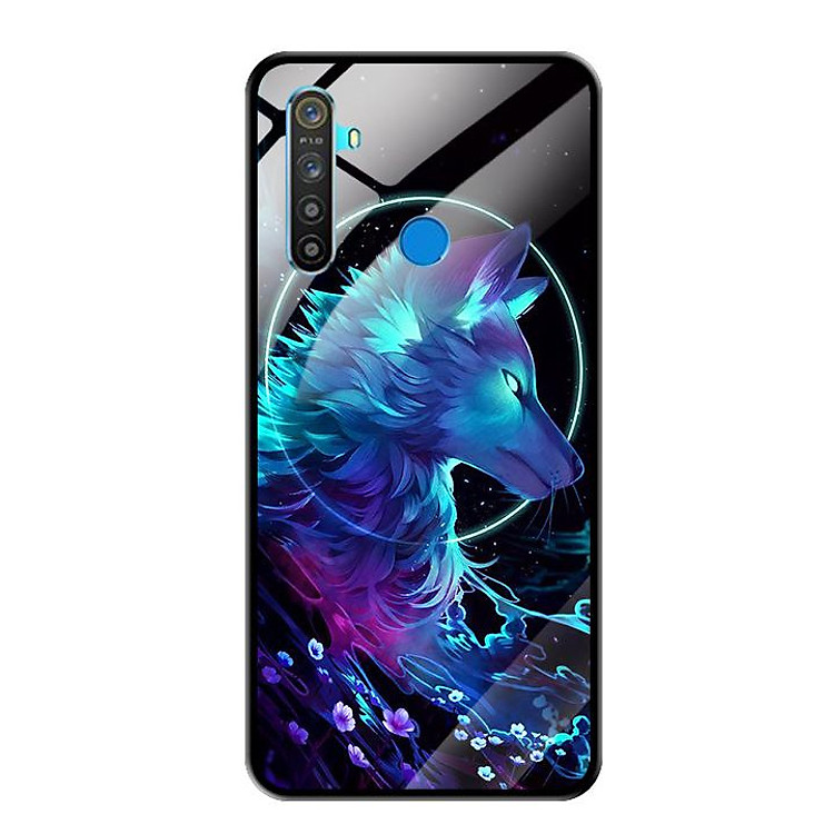 Ốp Lưng Kính Cường Lực cho Điện thoại Realme 5 - 0485 Wolf - Hàng Chính Hãng