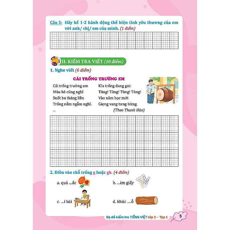 Bộ Đề Kiểm Tra Tiếng Việt Lớp 2 - Tập 1 - Ảnh 5