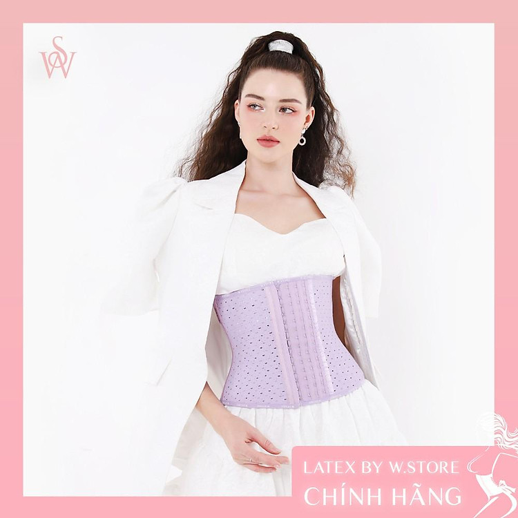 Đai Định Hình Eo Célia - Latex LướiTím 27 Xương, Thông Hơi - Chính Hãng Latex By W.STORE - Latex Chuẩn Đẹp Giảm Eo Tốt