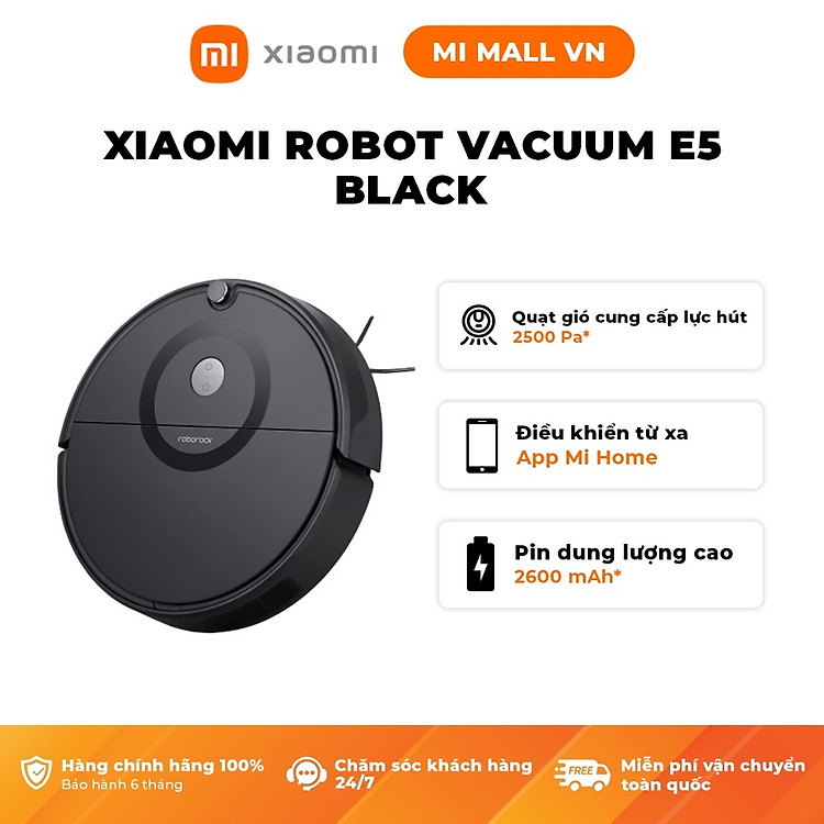 Robot Hút Bụi Lau Nhà Xiaomi Robot Vacuum E5 Black - Hàng Chính Hãng