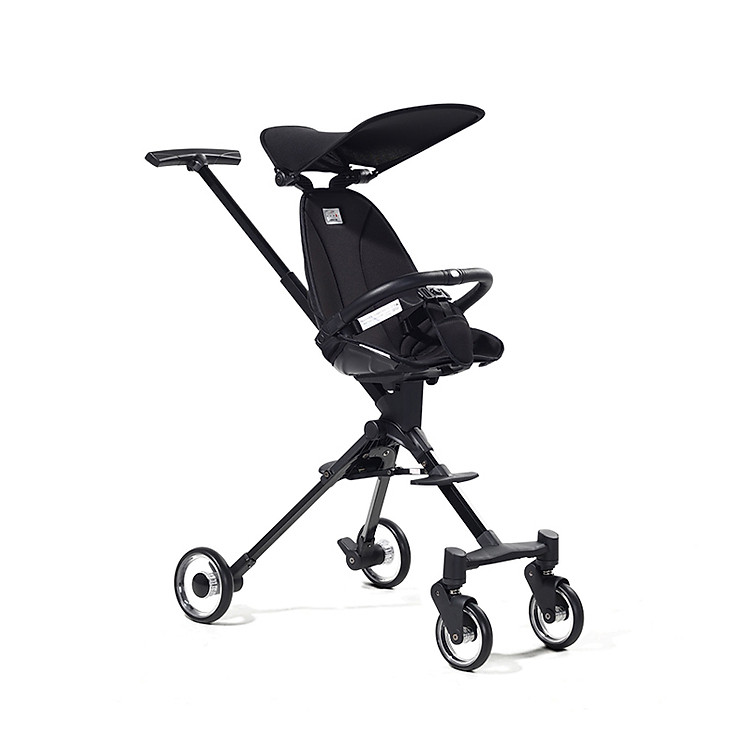 Xe đẩy vinng đảo chiều có mái che - Đen