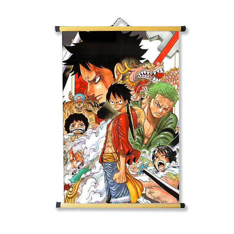 Tranh treo vải 40x60cm hình Anime One Piece Vua Hải Tặc dùng trang trí tường, decor phòng ngủ, phòng học