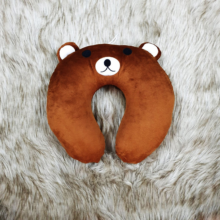 Gối chữ u quàng cổ nhồi bông hình gấu brown màu nâu