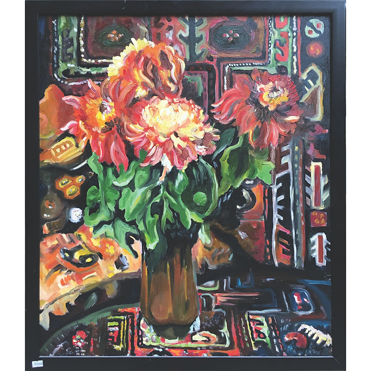 Tranh sơn dầu vẽ tay Cúc đại đóa OP027