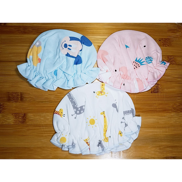Set 03 Nón bèo sơ sinh cho bé gái 0-3 tháng (Giao màu sắc và họa tiết ngẫu nhiên)