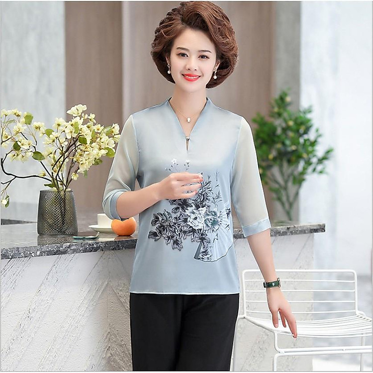 Bộ đồ trung niên cho mẹ / Bộ quần áo ống rộng mặc hè cho người trung niên