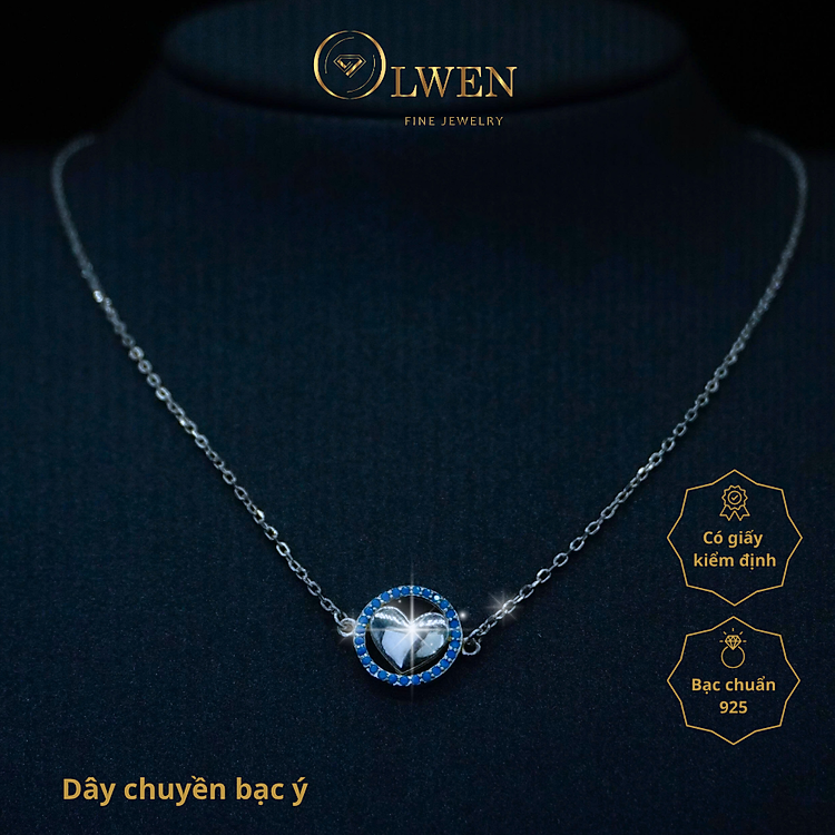Dây chuyền bạc ý hình trái tim đính đá phong cách Hàn Quốc trẻ trung, năng động, phù hợp đi học, đi chơi, đi làm - CM37.2